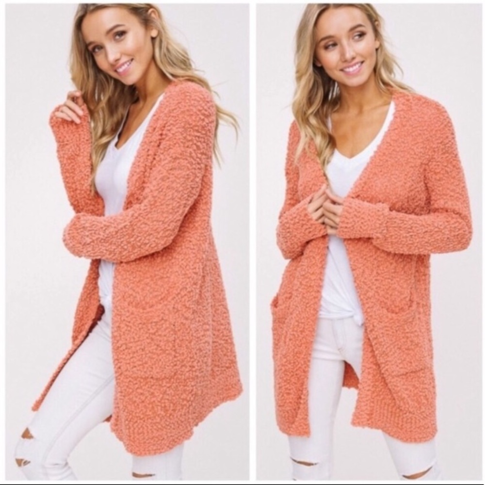 Chunky knit Popcorn Cardigan Sweater
